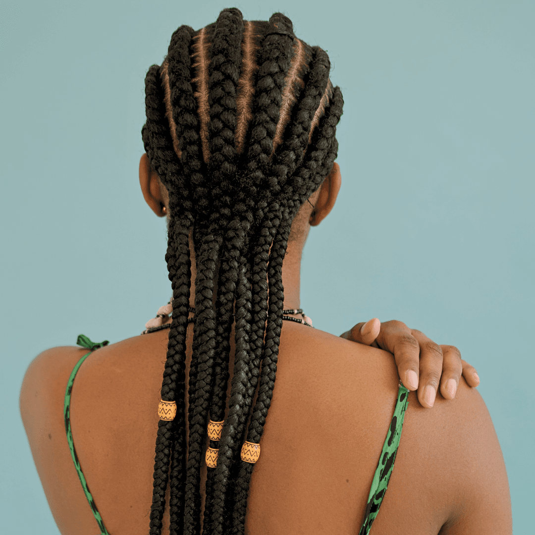 African American woman with cornrows