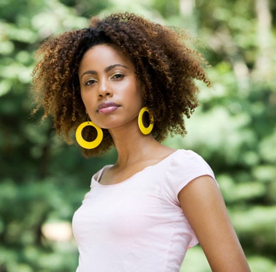African American woman with curly hair