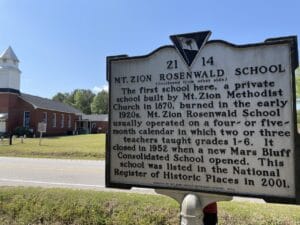 Mt. Zion Rosenwald School Marker Front