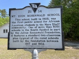 Mt. Zion Rosenwald School Marker back
