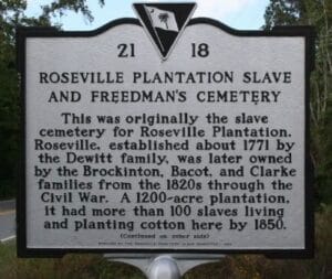 Roseville Plantation Slave and Freedmans Cemetery Marker