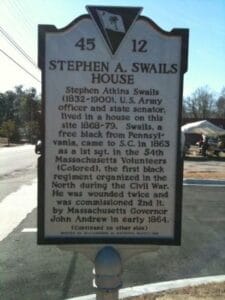 Front of Stephen A Swails House Marker