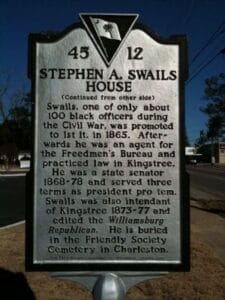 Back of Stephen A Swails House Marker
